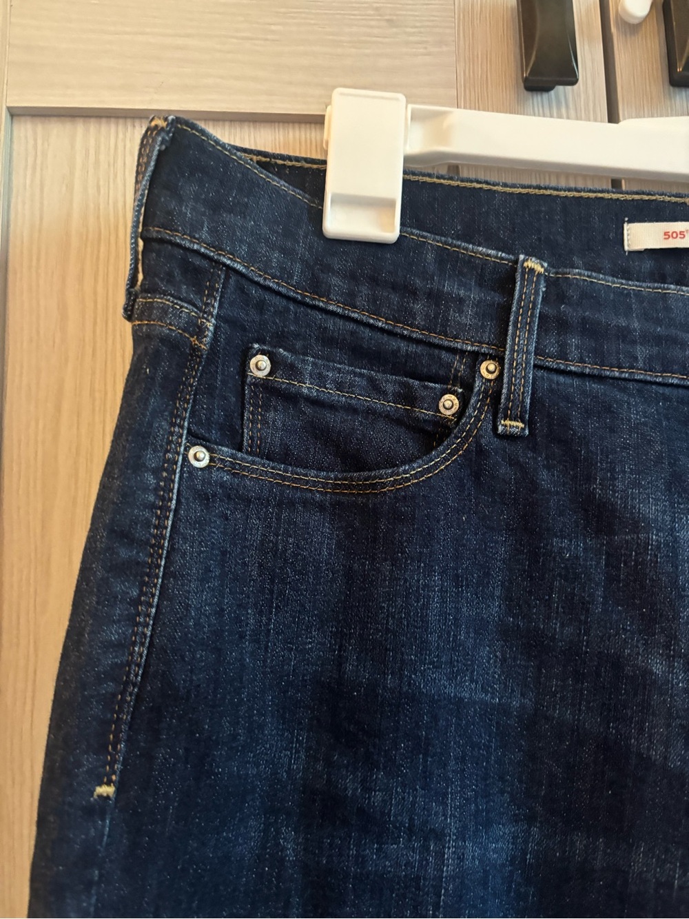 Levi's Women’s 505 Straight Dark Blue Jeans - Picture 6 of 16